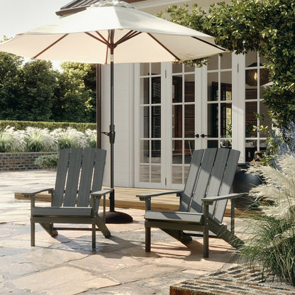 Commercial All-Weather Poly Resin Wood Adirondack Chair in Gray