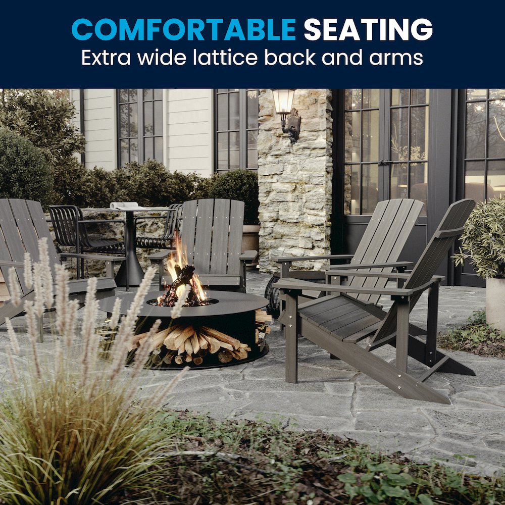 Commercial All-Weather Poly Resin Wood Adirondack Chair in Gray