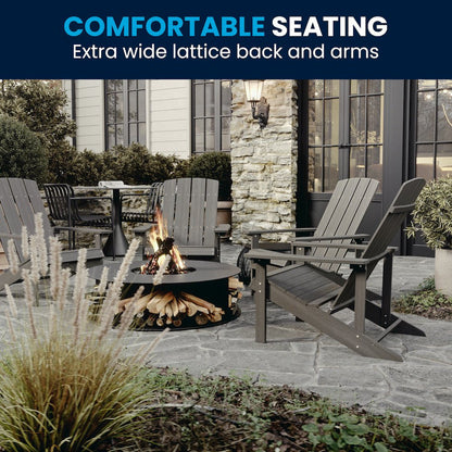 Commercial All-Weather Poly Resin Wood Adirondack Chair in Gray