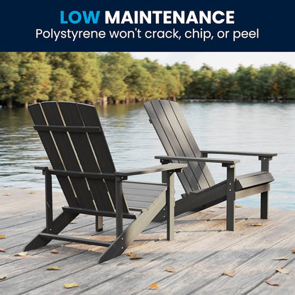 Commercial All-Weather Poly Resin Wood Adirondack Chair in Gray