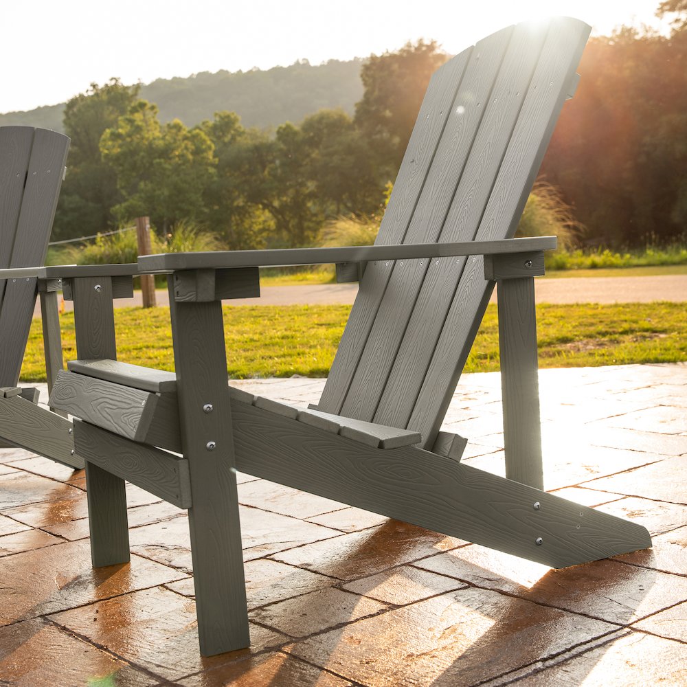 Commercial All-Weather Poly Resin Wood Adirondack Chair in Gray
