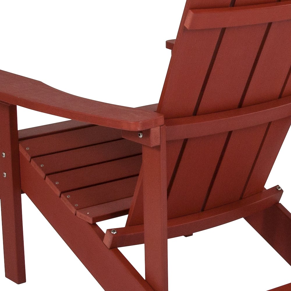 Commercial All-Weather Poly Resin Wood Adirondack Chair in Red