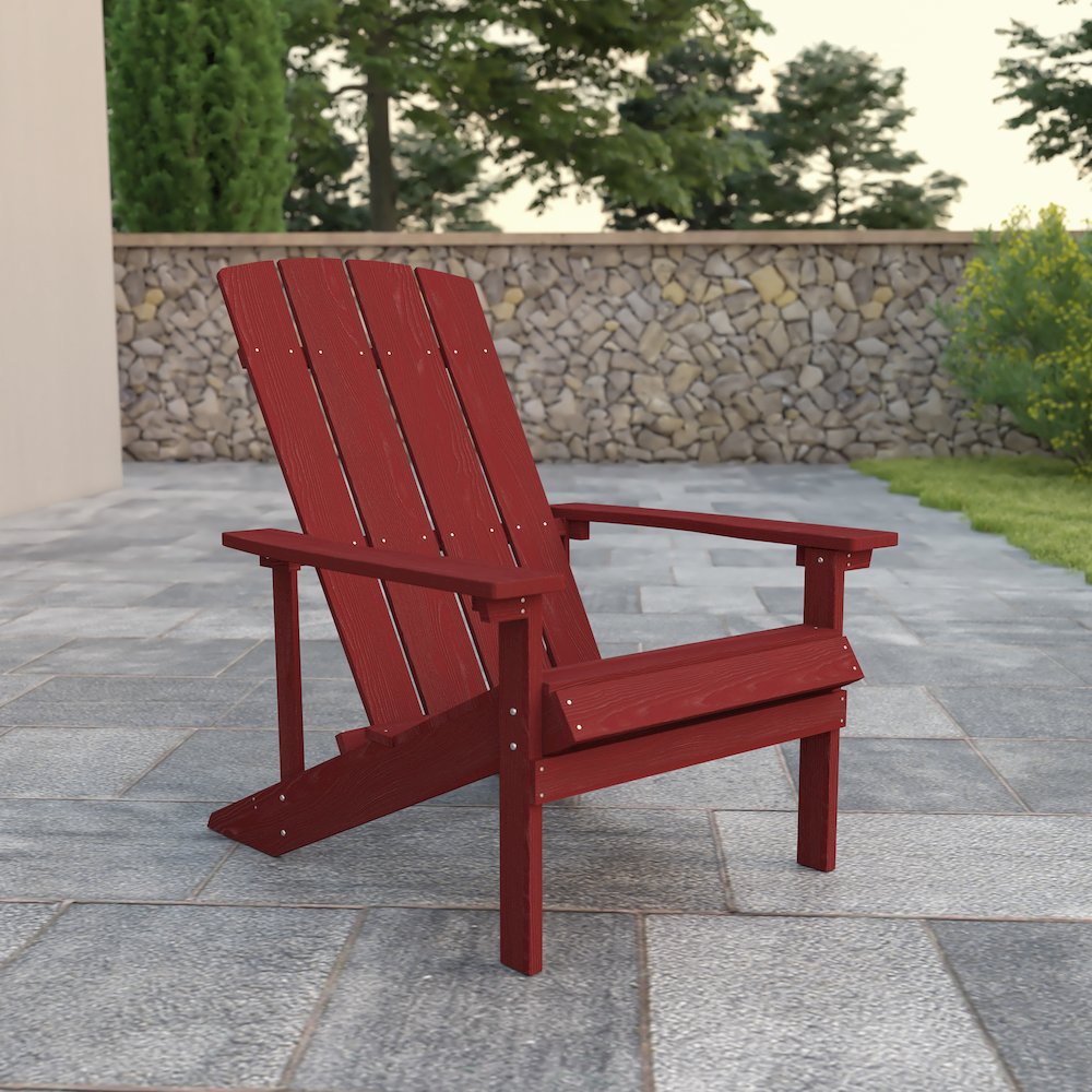 Commercial All-Weather Poly Resin Wood Adirondack Chair in Red