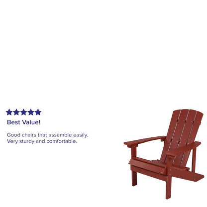 Commercial All-Weather Poly Resin Wood Adirondack Chair in Red