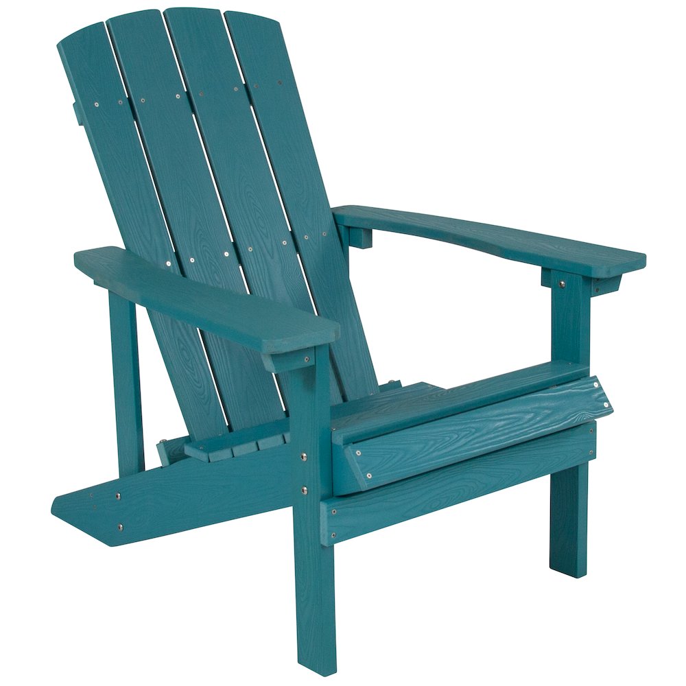 Commercial All-Weather Poly Resin Wood Adirondack Chair in Sea Foam