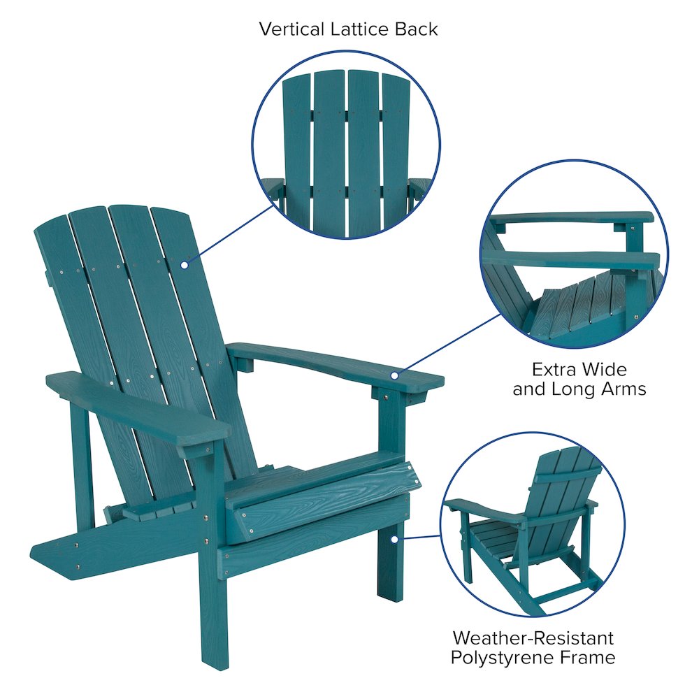 Commercial All-Weather Poly Resin Wood Adirondack Chair in Sea Foam