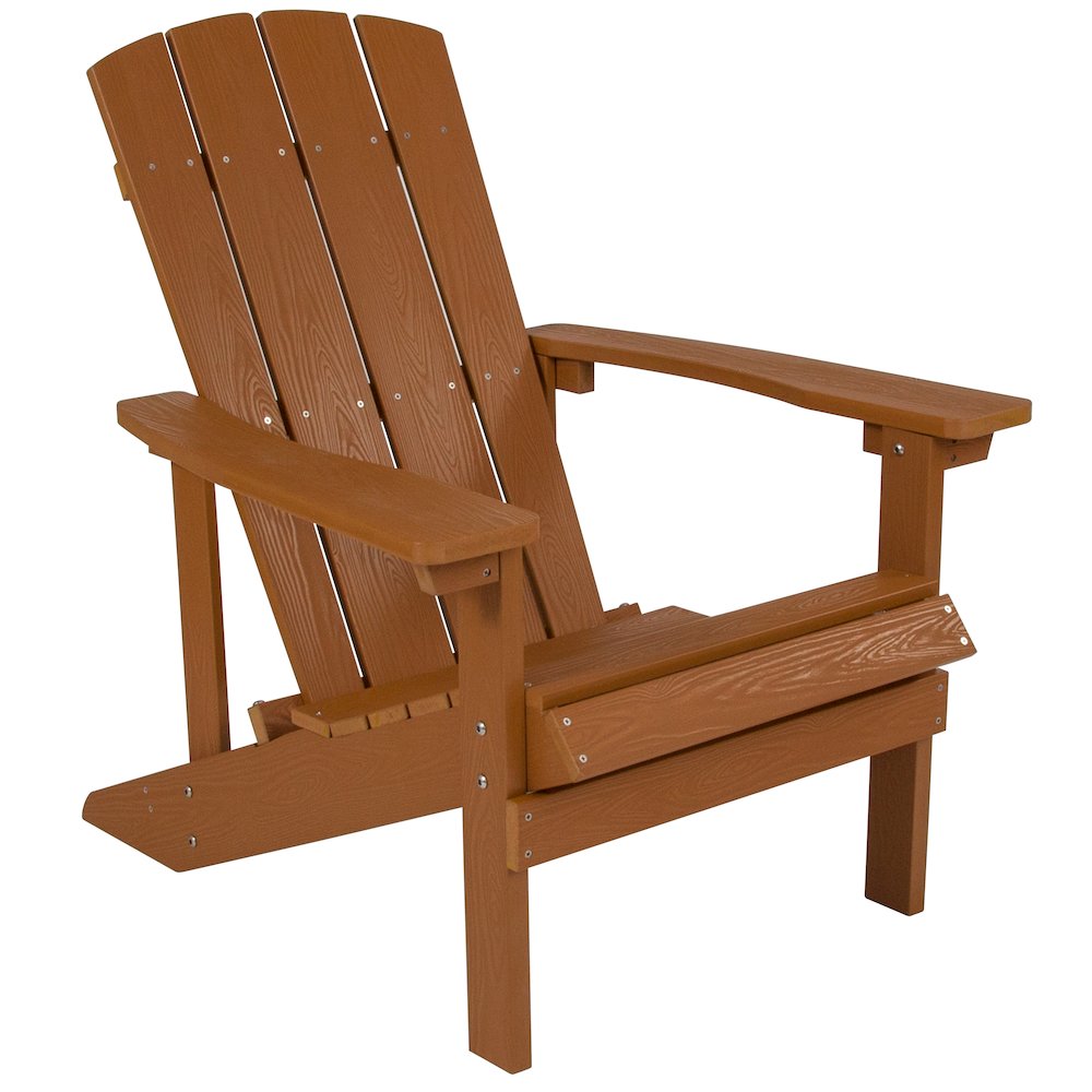 Commercial All-Weather Poly Resin Wood Adirondack Chair in Teak