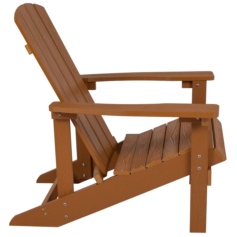 Commercial All-Weather Poly Resin Wood Adirondack Chair in Teak