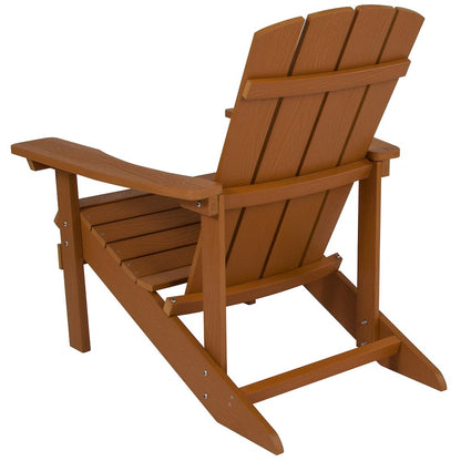 Commercial All-Weather Poly Resin Wood Adirondack Chair in Teak