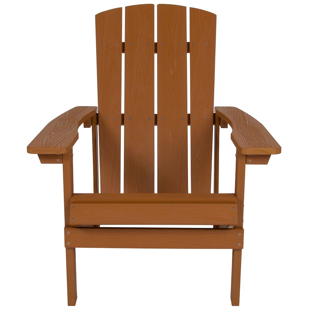 Commercial All-Weather Poly Resin Wood Adirondack Chair in Teak