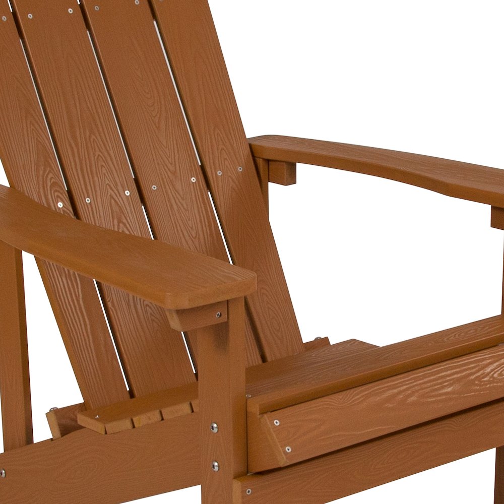 Commercial All-Weather Poly Resin Wood Adirondack Chair in Teak