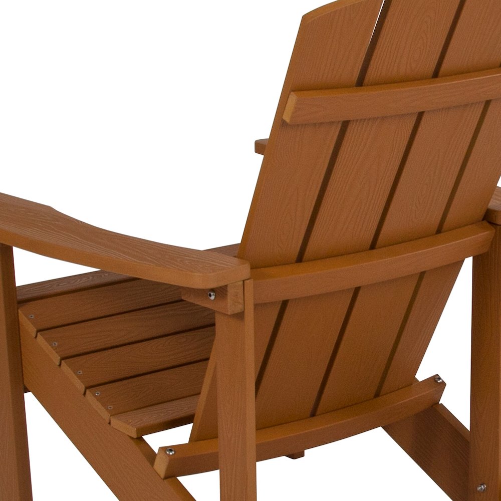 Commercial All-Weather Poly Resin Wood Adirondack Chair in Teak