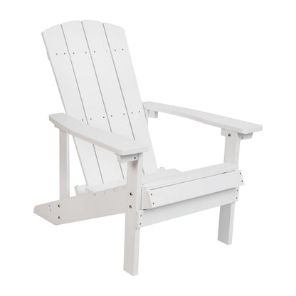 Commercial All-Weather Poly Resin Wood Adirondack Chair in White