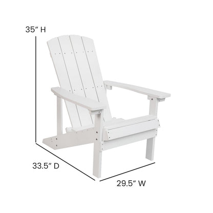 Commercial All-Weather Poly Resin Wood Adirondack Chair in White