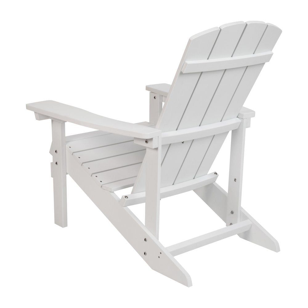 Commercial All-Weather Poly Resin Wood Adirondack Chair in White