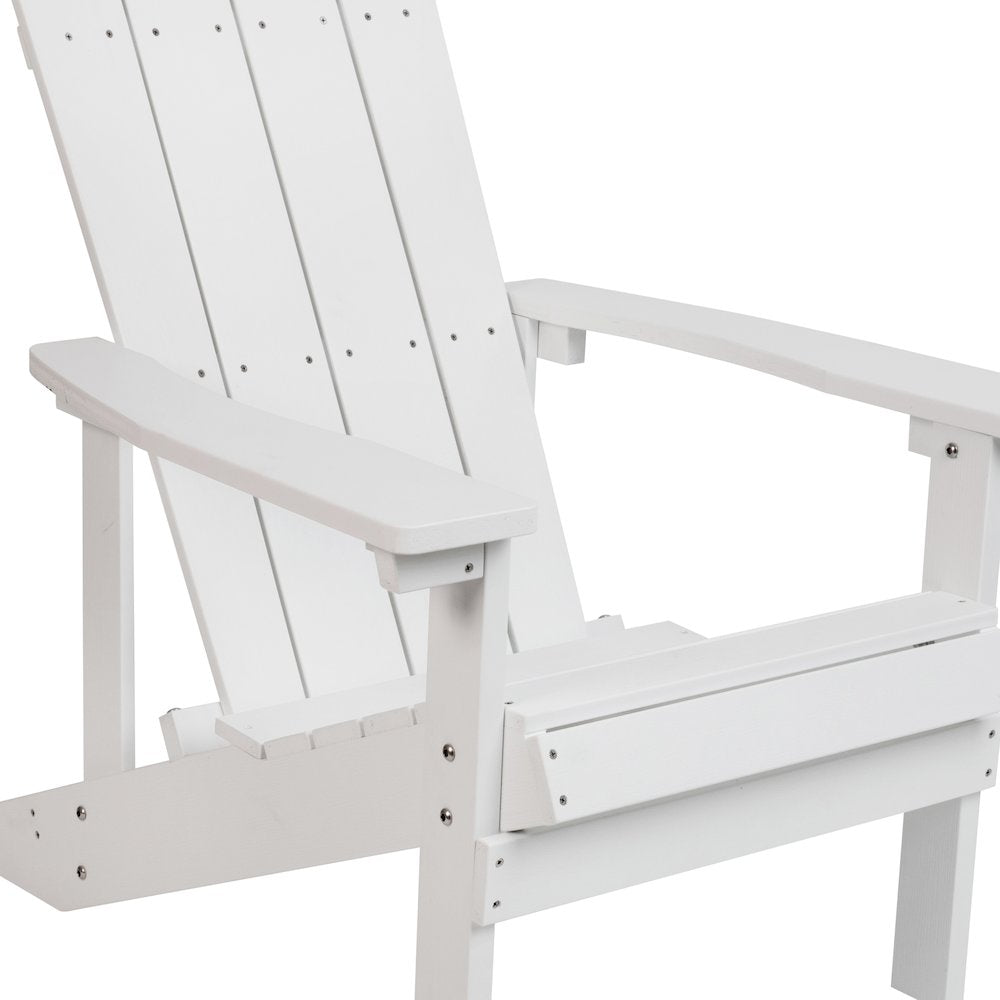 Commercial All-Weather Poly Resin Wood Adirondack Chair in White