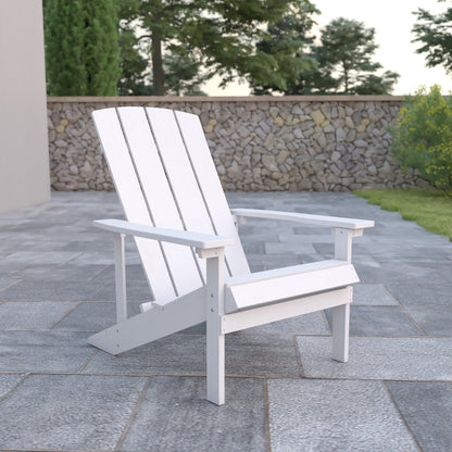 Commercial All-Weather Poly Resin Wood Adirondack Chair in White