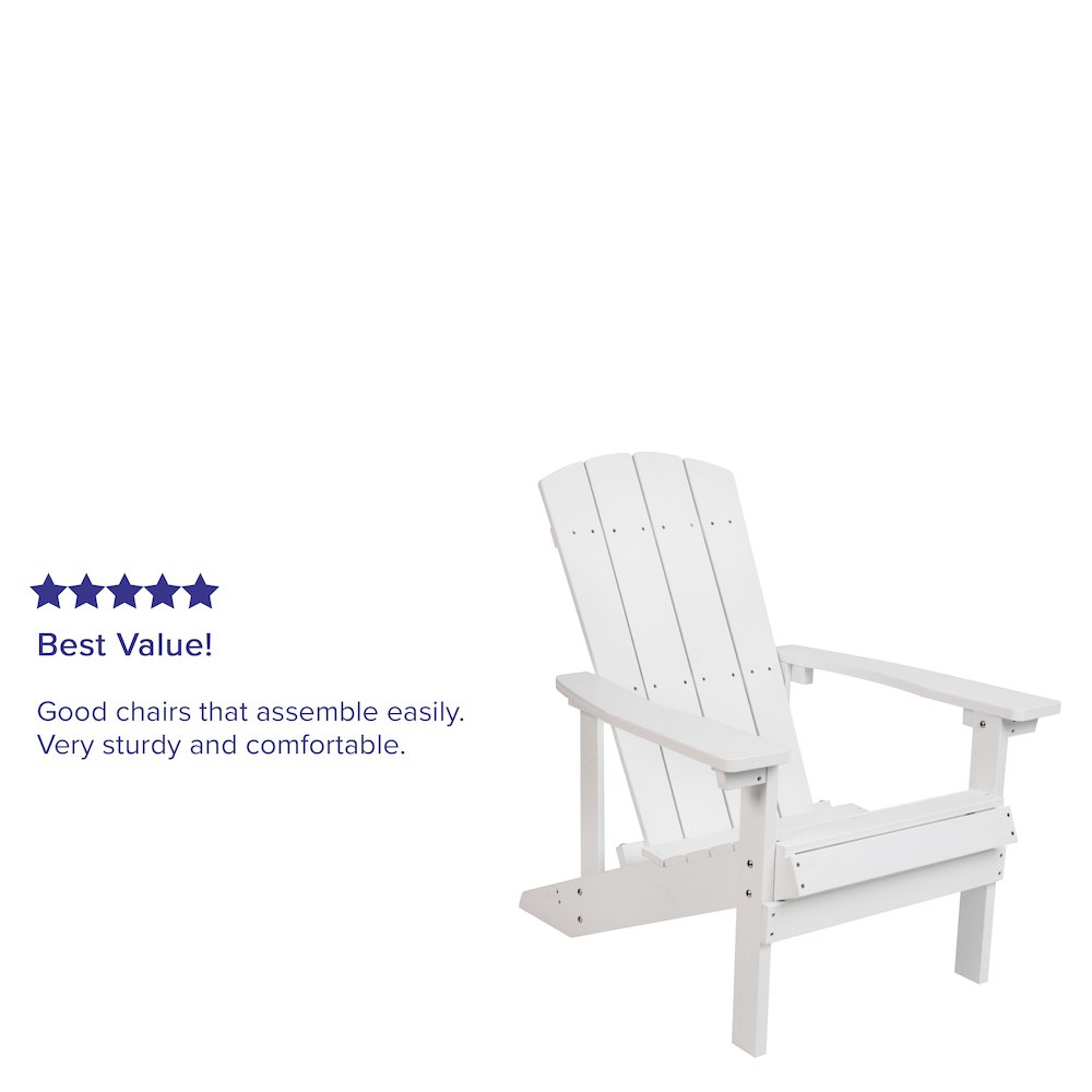 Commercial All-Weather Poly Resin Wood Adirondack Chair in White