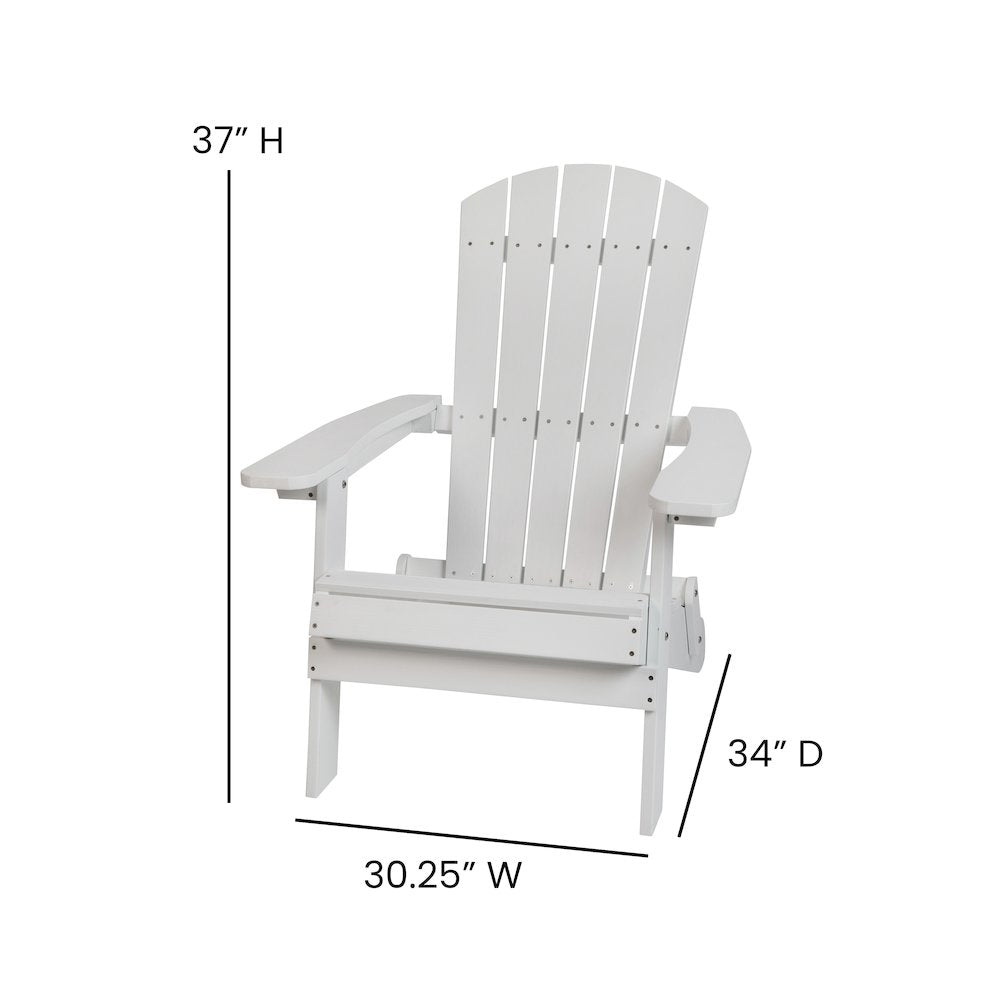 2 Pack All-Weather Poly Resin Folding Adirondack Chair with Side Table