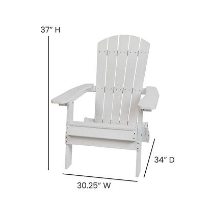 2 Pack All-Weather Poly Resin Folding Adirondack Chair with Side Table