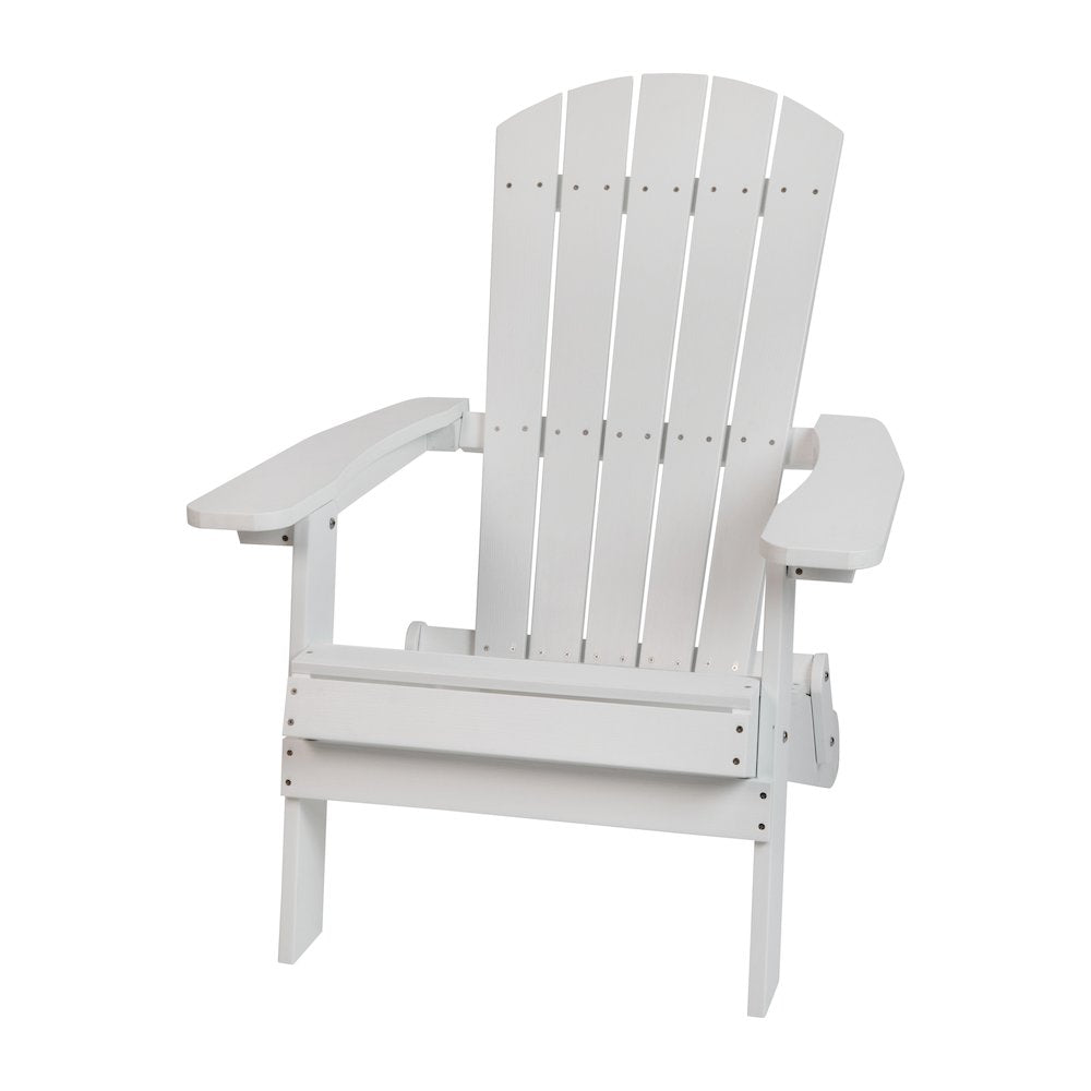 2 Pack All-Weather Poly Resin Folding Adirondack Chair with Side Table