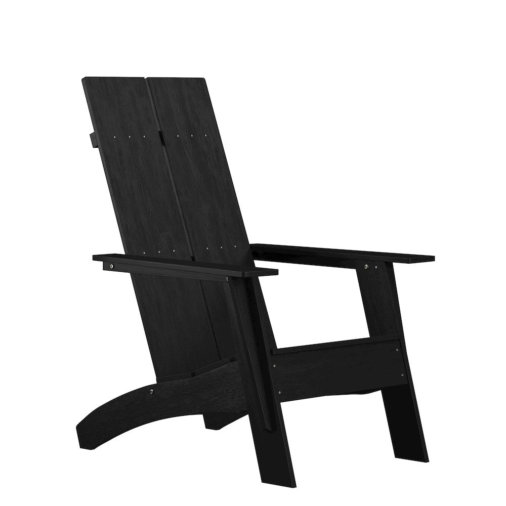 Modern Commercial All-Weather Poly Resin Wood Adirondack Chair in Black
