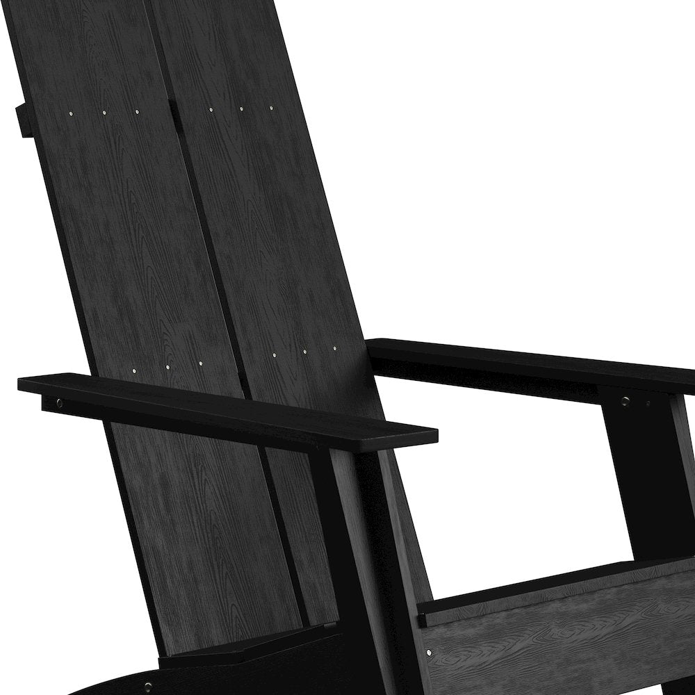Modern Commercial All-Weather Poly Resin Wood Adirondack Chair in Black