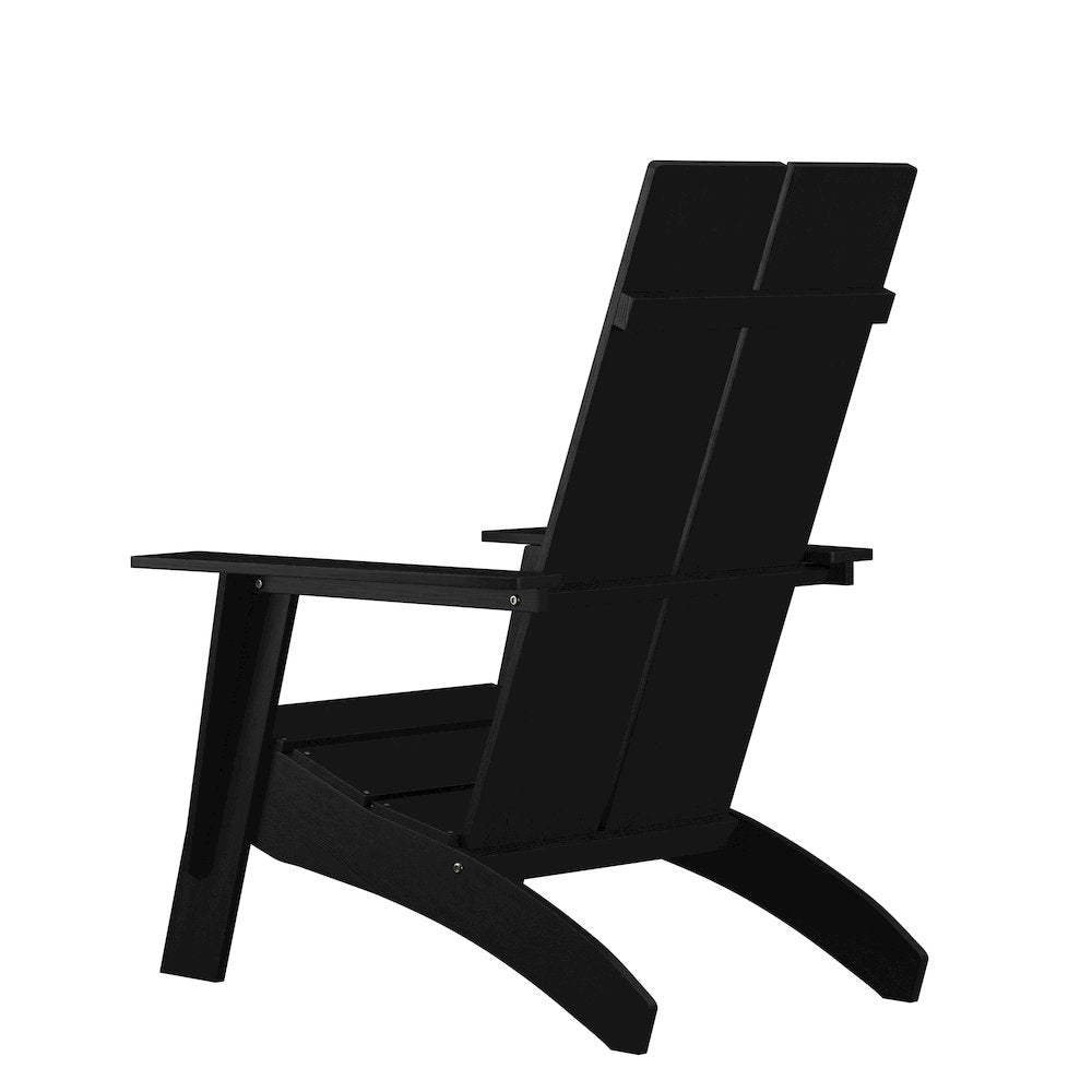 Modern Commercial All-Weather Poly Resin Wood Adirondack Chair in Black