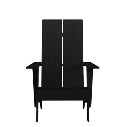 Modern Commercial All-Weather Poly Resin Wood Adirondack Chair in Black