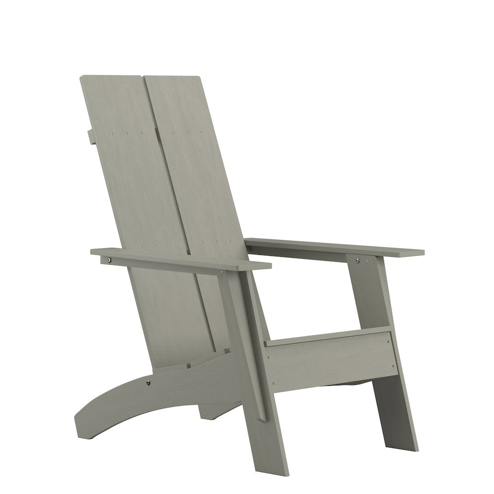 Modern Commercial All-Weather Poly Resin Wood Adirondack Chair in Gray