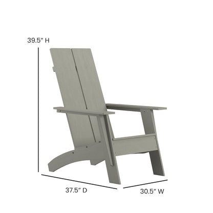 Modern Commercial All-Weather Poly Resin Wood Adirondack Chair in Gray