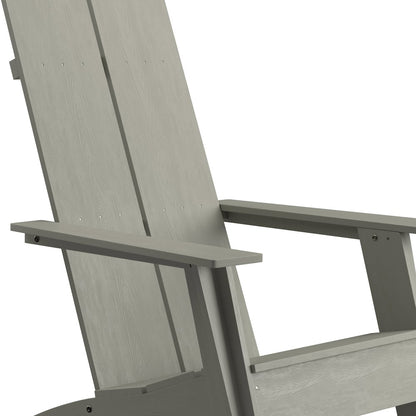 Modern Commercial All-Weather Poly Resin Wood Adirondack Chair in Gray