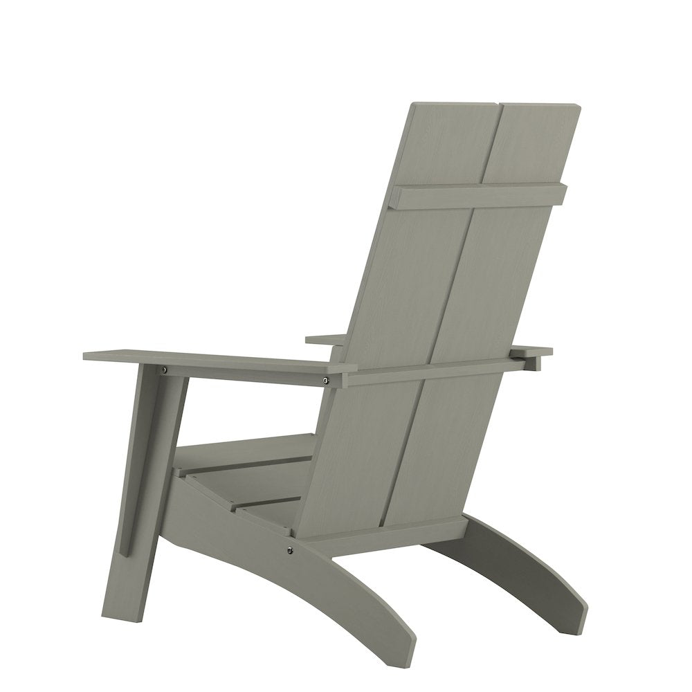 Modern Commercial All-Weather Poly Resin Wood Adirondack Chair in Gray