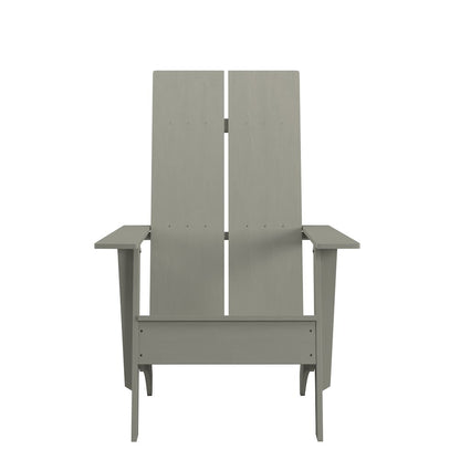 Modern Commercial All-Weather Poly Resin Wood Adirondack Chair in Gray