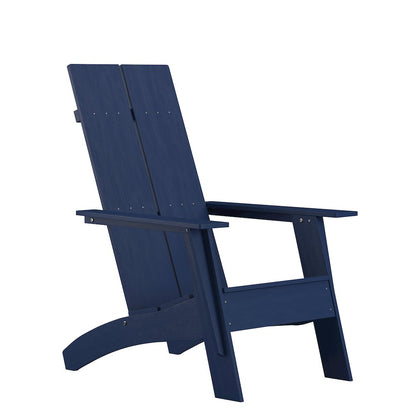 Modern Commercial All-Weather Poly Resin Wood Adirondack Chair in Navy