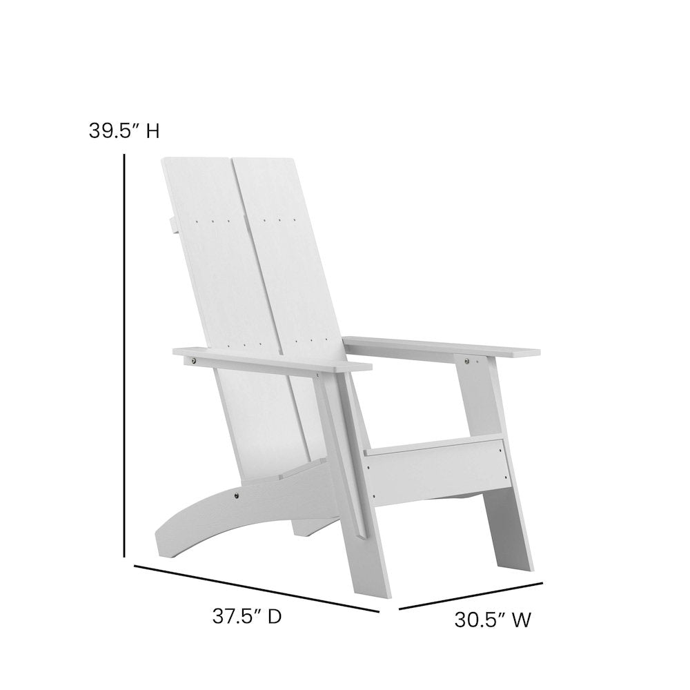 Modern Commercial All-Weather Poly Resin Wood Adirondack Chair in White