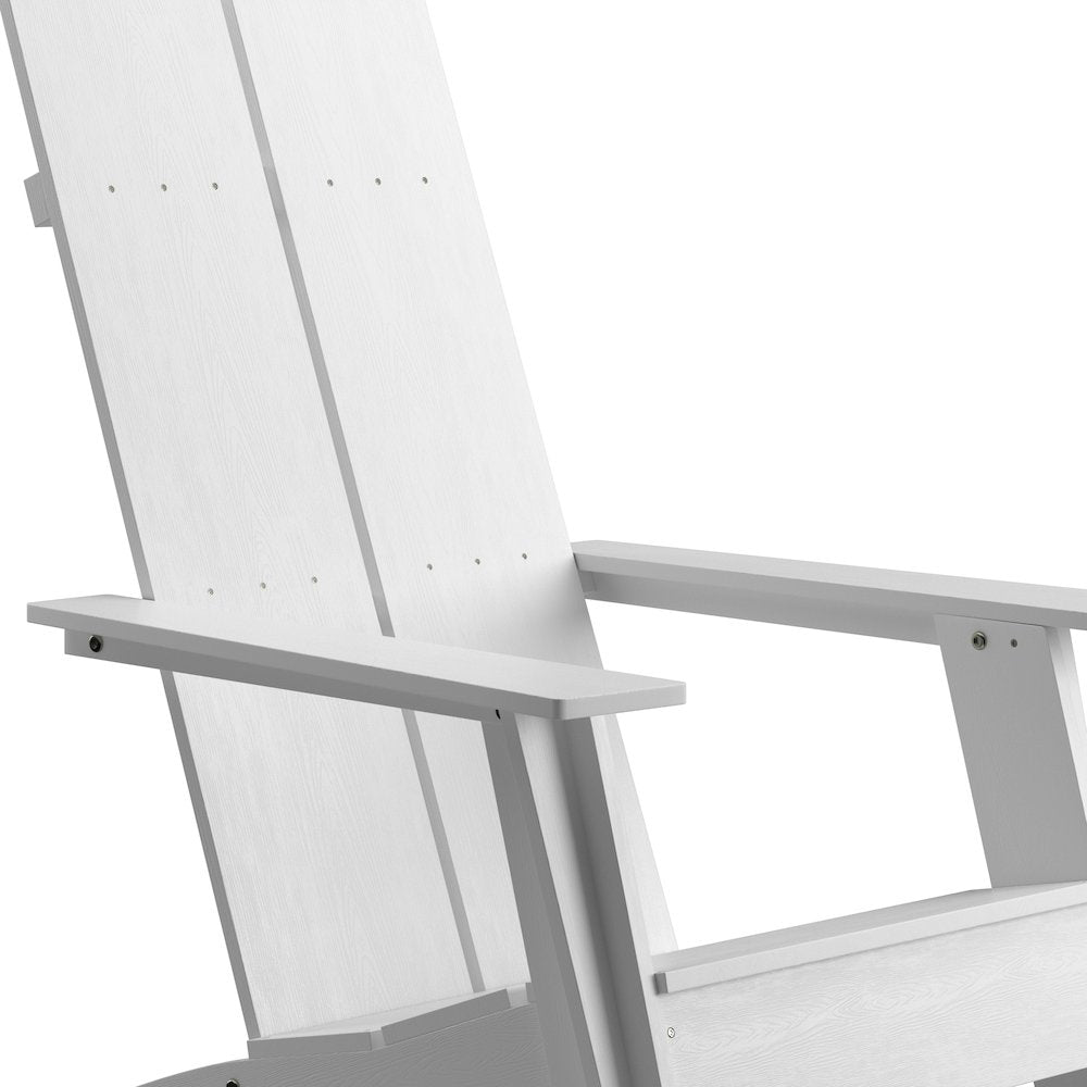 Modern Commercial All-Weather Poly Resin Wood Adirondack Chair in White