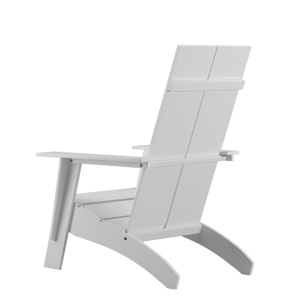 Modern Commercial All-Weather Poly Resin Wood Adirondack Chair in White
