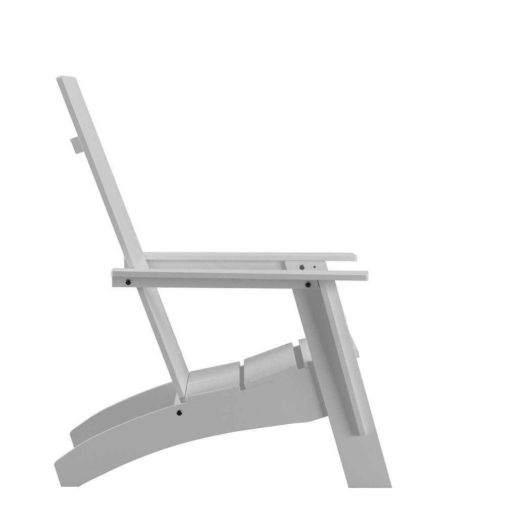 Modern Commercial All-Weather Poly Resin Wood Adirondack Chair in White