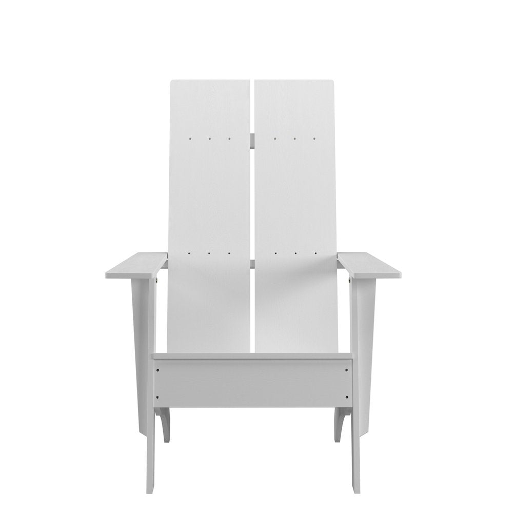 Modern Commercial All-Weather Poly Resin Wood Adirondack Chair in White