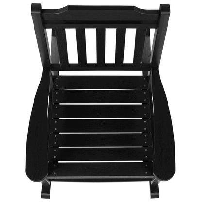 Set of 2 All-Weather Poly Resin Rocking Chairs with Accent Side Table in Black