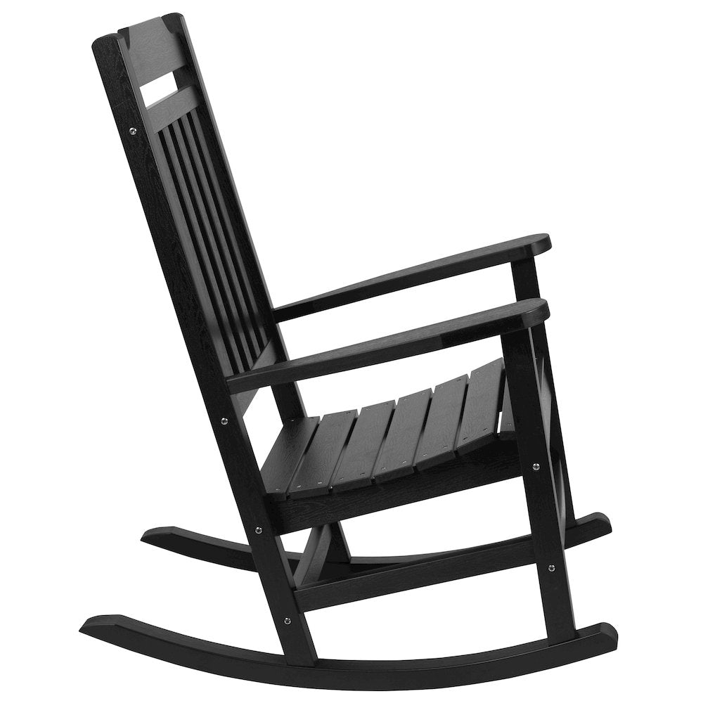 All-Weather Poly Resin Rocking Chair in Black