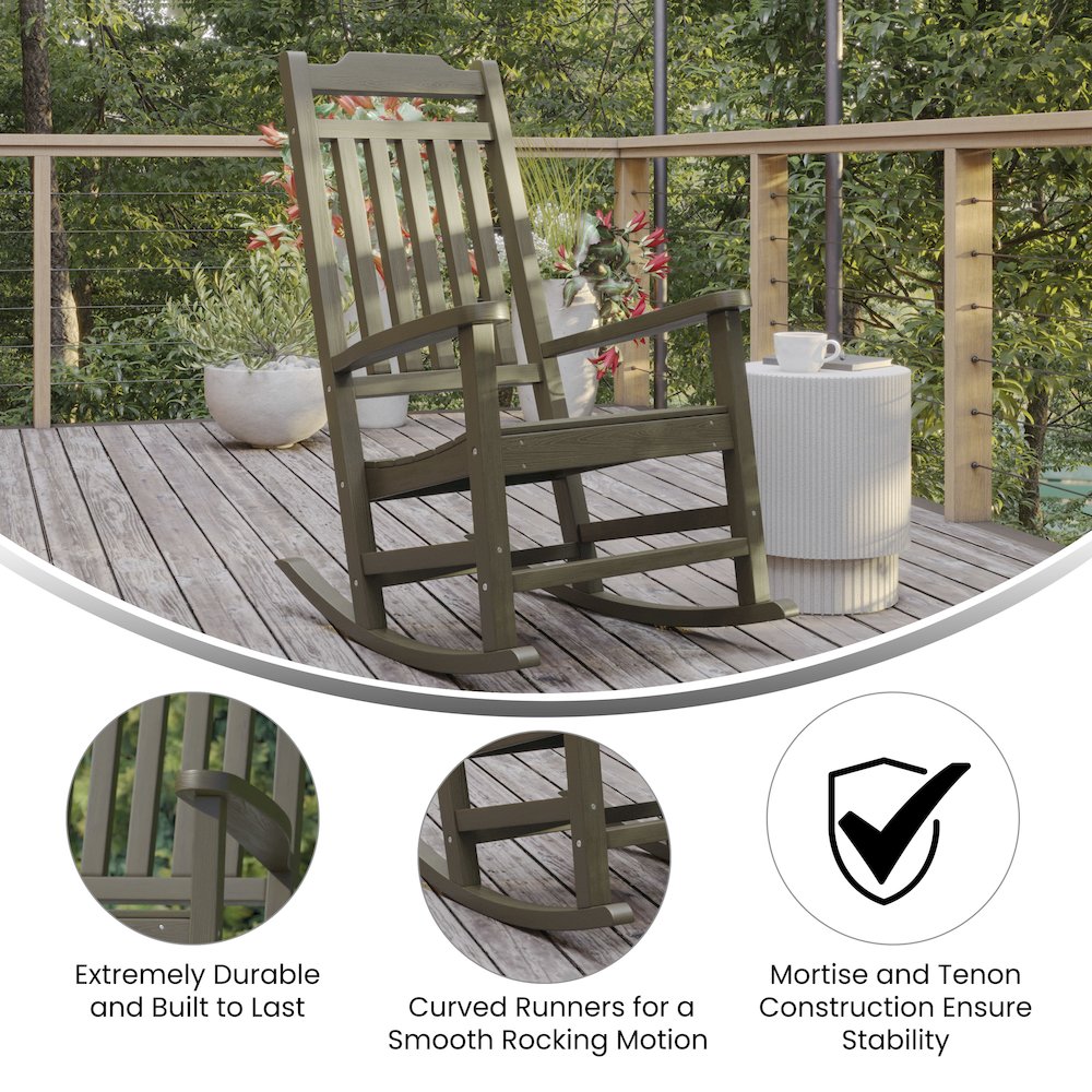 Mahogany Poly Resin Rocking Chair for Indoor or Outdoor Use