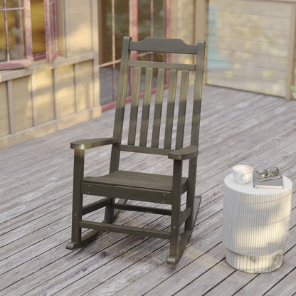 Mahogany Poly Resin Rocking Chair for Indoor or Outdoor Use