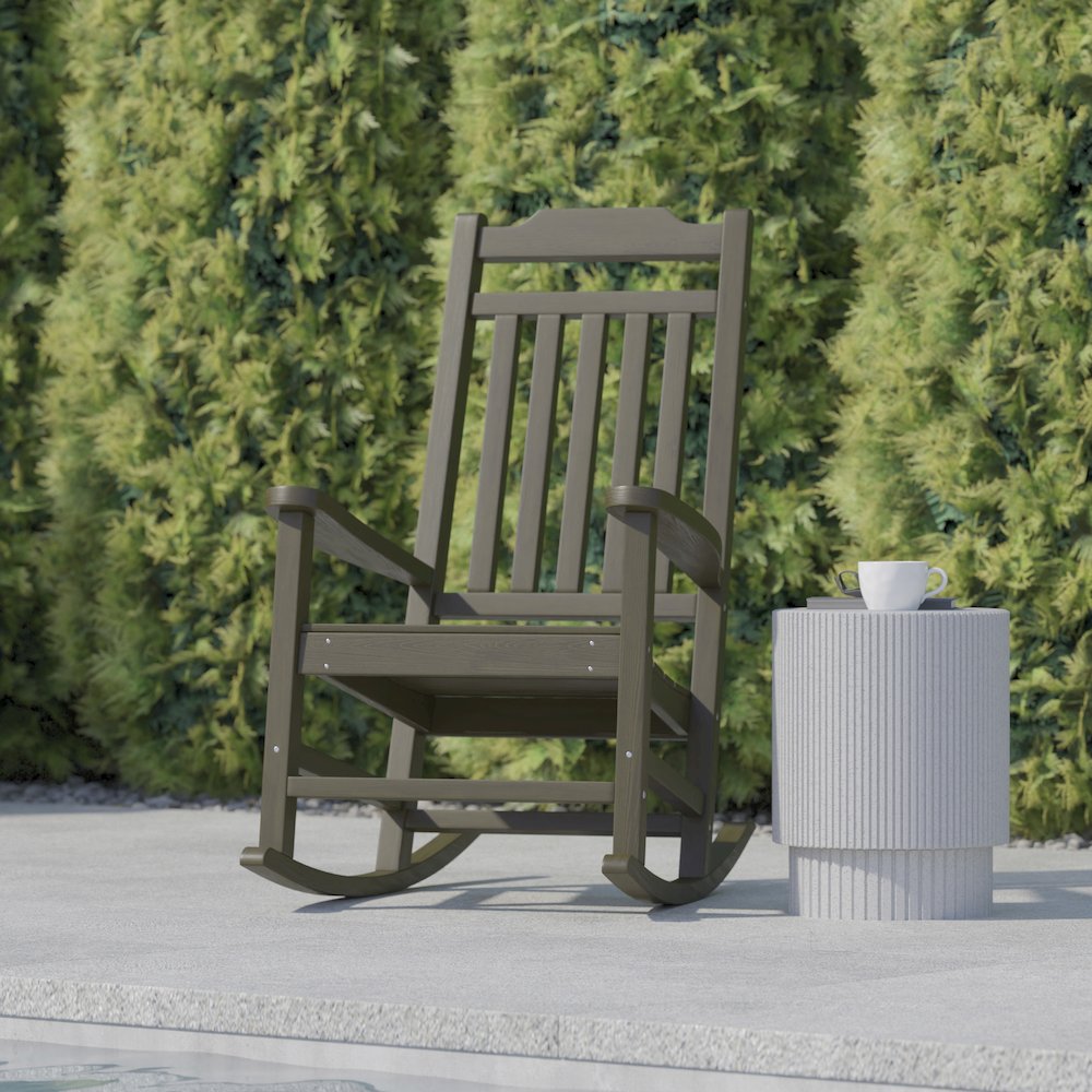 Mahogany Poly Resin Rocking Chair for Indoor or Outdoor Use