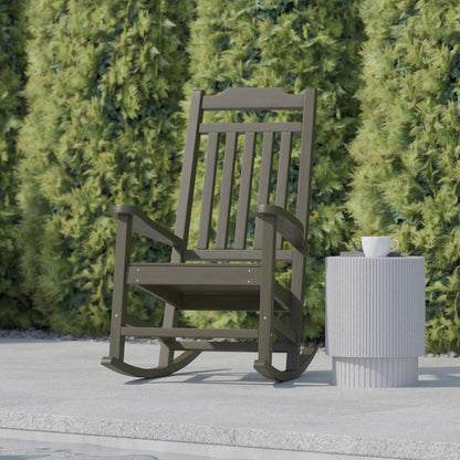 Mahogany Poly Resin Rocking Chair for Indoor or Outdoor Use