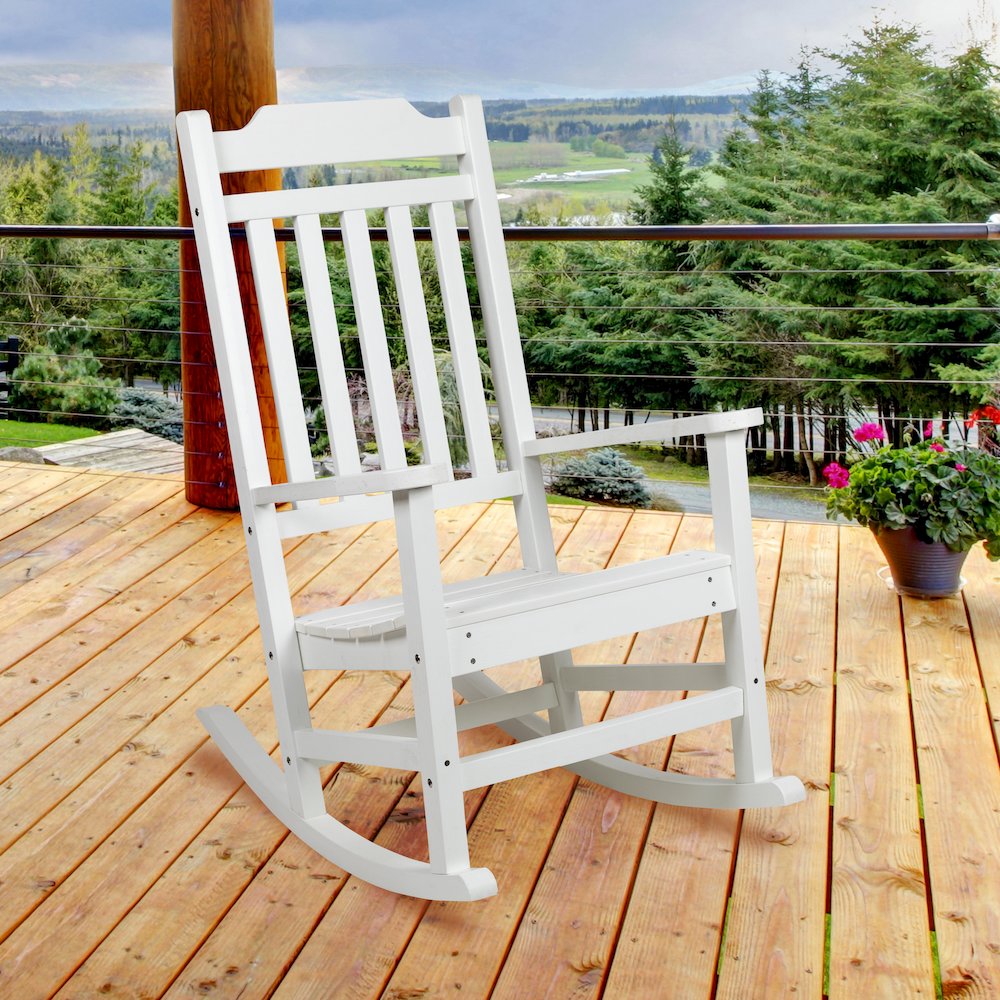 All-Weather Poly Resin Rocking Chair in White