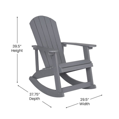 Set of 2 Adirondack Rocking Chairs with Side Table in Gray