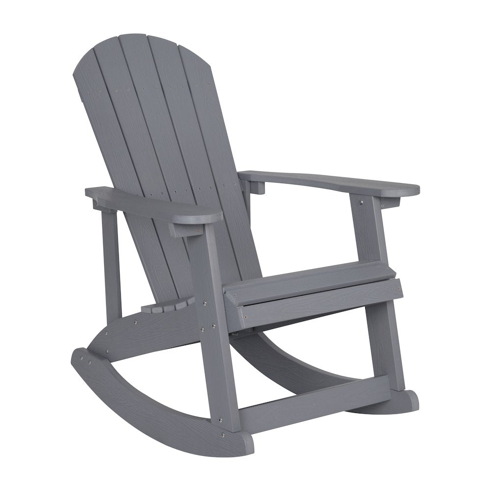 Set of 2 Adirondack Rocking Chairs with Side Table in Gray