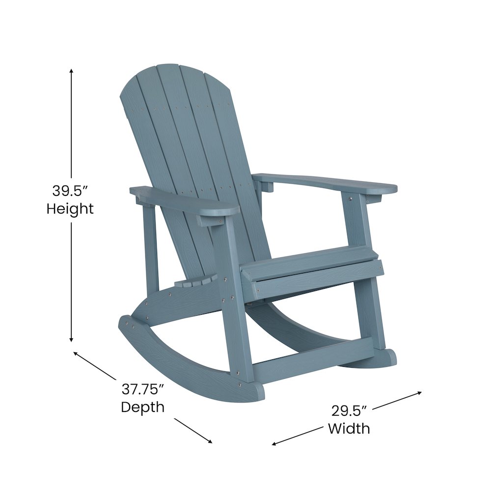 Set of 2 Adirondack Rocking Chairs with Side Table in Sea Foam